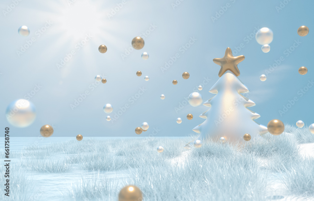 Aufkleber winter christmas and happy new year background with copy space. 3d rendering