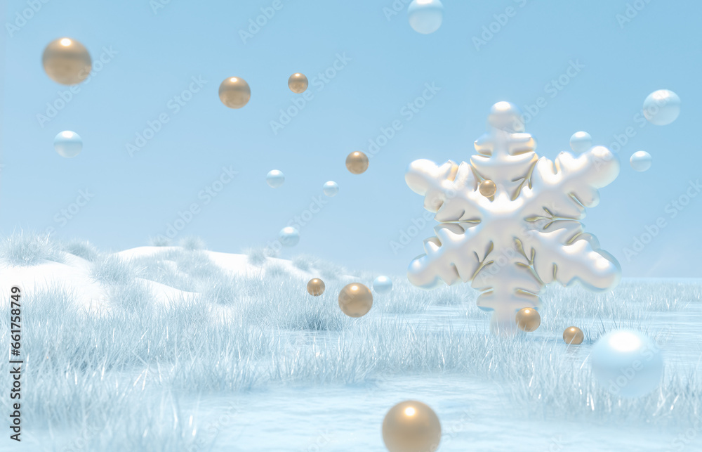 Aufkleber Winter Christmas and happy new year background with copy space. 3d rendering