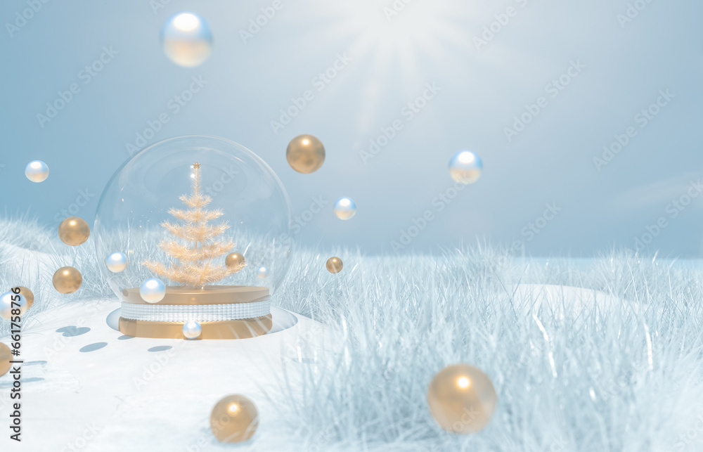 Aufkleber winter christmas and happy new year background with copy space. 3d rendering
