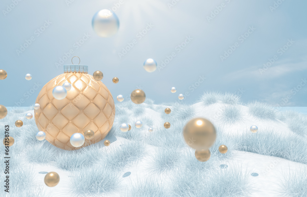 Aufkleber winter christmas and happy new year background with copy space. 3d rendering