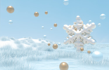 Winter Christmas and happy new year background with copy space. 3d rendering