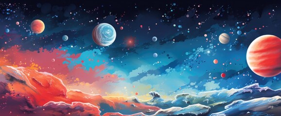 Obraz na płótnie Canvas astronaut planets and space ships clippart