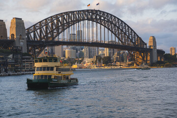 Naklejka premium Circular Quay and Opera House, Sydney, Australia. Ferry 