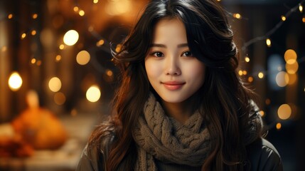 Beautiful Young Asian Woman Wearing Casual Winter , Background Images , Hd Wallpapers, Background Image