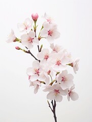 Pink cherry blossoms,pink sakura,beautiful cherry blossoms white background. Cherry blossoms are beautiful and pleasing to the eye. Makes you feel relaxed like you're in nature. Generative ai