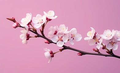 Pink cherry blossoms,pink sakura,beautiful cherry blossoms pastel pink background. Cherry blossoms are beautiful and pleasing to the eye. Makes you feel relaxed like you're in nature. Generative ai
