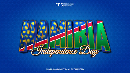 namibia editable text effect with namibia flag pattern suitable for poster design about holiday, Feast day or namibia independence day moment