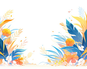 Fototapeta na wymiar Flat abstract design of tropical summer decoration background, minimalism illustration, website, Ul design