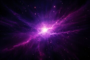 Fototapeta na wymiar Bright purple beam star in a dark galaxy with stars. Generative AI
