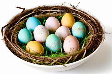 Obraz na płótnie Canvas easter eggs on easter festival in a nest