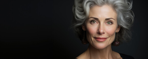 Naklejka premium Portrait of beautiful 50s mid aged mature woman