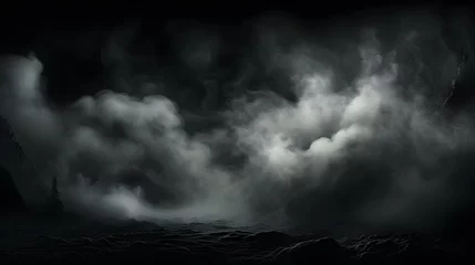 Foto op Canvas 3d white smoke object illustration with dark background © Hamsyfr