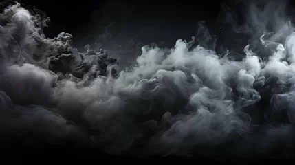 Poster 3d white smoke object illustration with dark background © Hamsyfr