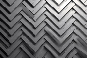 Arranged 3D tiles form a semigloss concrete wall with a futuristic herringbone pattern. 3D render. Generative AI