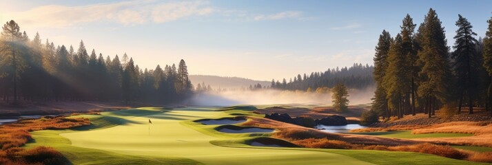 Empty golf course in the autumn season