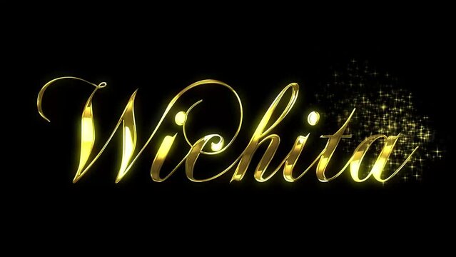 Gold metallic text revealed by disappearing and flickering stars for WICHITA