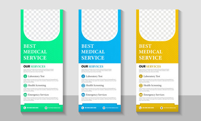 new modern abstract medical clinic roll up banner, creative minimal x banner stand for commercial and Multipurpose Use professional design