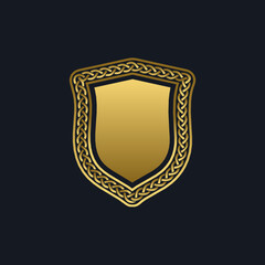 Gold Logo Element Template with Elegant Chain Shield
