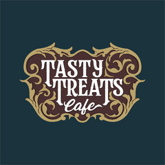 Retro Vintage Cafe Logo with Element Shield