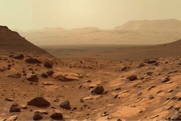 Mars surface view. Generative AI