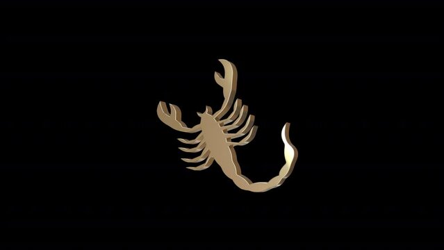 Zodiac sign Scorpio transition, 3D animation on a transparent alpha channel background