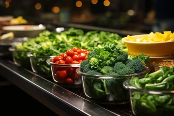 Poster Fresh vegetables in a salad bar at a restaurant. Selective focus.  © vachom