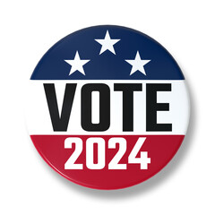 Vote 2024 campaign button - 3d Rendering