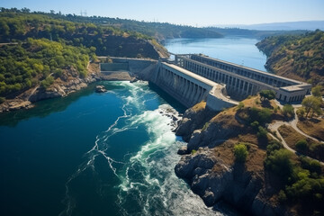Obraz na płótnie Canvas Clean energy by hydropower plant from downstream water.