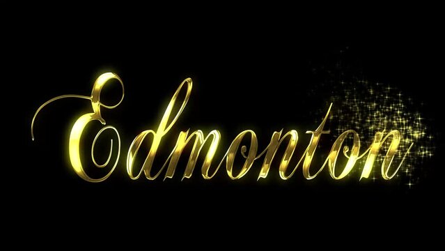 Gold metallic text revealed by disappearing and flickering stars for EDMONTON