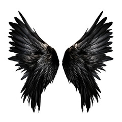 Black demon wings isolated on transparent background