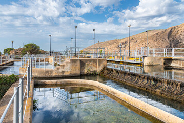Irrigation water distribution channel in the Cañizares Rambla, Granada coast, waters from the...
