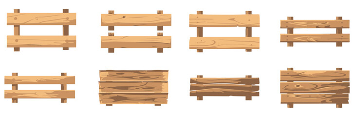 set of bundle illustration of wooden planks on a wooden pole stick. isolated on a white background. eps 10