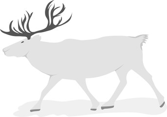 Reindeer in winter with flat style design