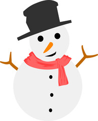 snowman with black hat in flat style design