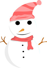 snowman with red hat with flat style design