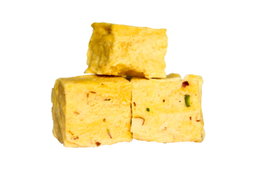Indian sweet son papdi or soan papdi isolated on transparent or white background, Made in Nagpur soan papdi