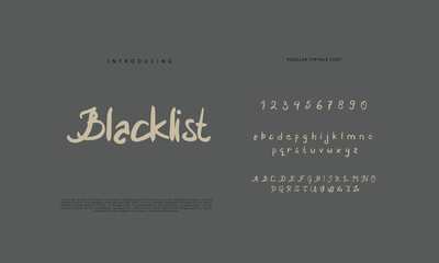Fototapeta premium Handwritten Script font. Hand drawn brush style modern calligraphy cursive typeface. Hand Lettering and Custom Typography alphabet for Designs: Logo, Greeting Cards, Poster. Vector Brush type set. 