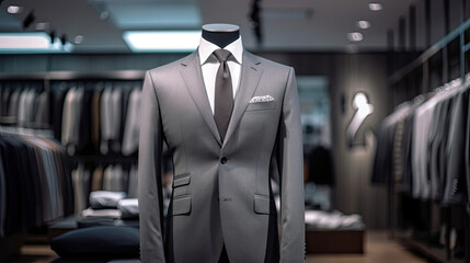 Business men's suit in store. - obrazy, fototapety, plakaty
