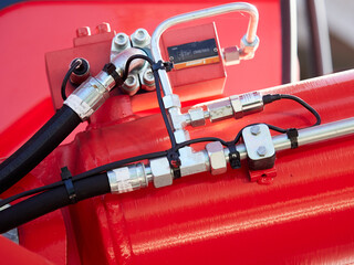 Naklejka premium Construction equipment hydraulic hoses