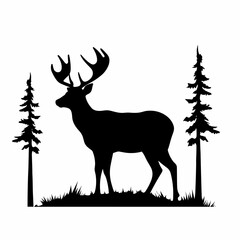 Deer black icon on white background. Deer silhouette