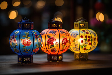 Colorful lanterns for Diwali celebration.