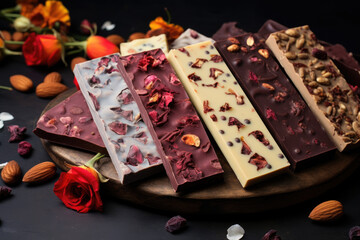 Different varieties of chocolate bark