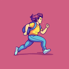 Fototapeta na wymiar Female runner hand-drawn illustration. Female runner. Vector doodle style cartoon illustration