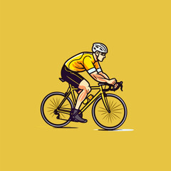 Road cyclist hand-drawn illustration. Cyclist. Vector doodle style cartoon illustration