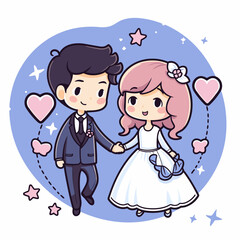 Wedding hand-drawn comic illustration. Wedding. Vector doodle style cartoon illustration