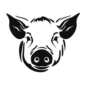 recommend clip art: Pig black icon on white background. Pig silhouette