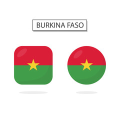 Flag of Burkina Faso 2 Shapes icon 3D cartoon style.