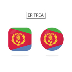 Flag of Eritrea 2 Shapes icon 3D cartoon style.