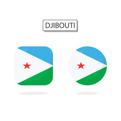 Flag of Djibouti 2 Shapes icon 3D cartoon style.