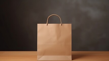 empty brown paper bag is sitting on wooden table